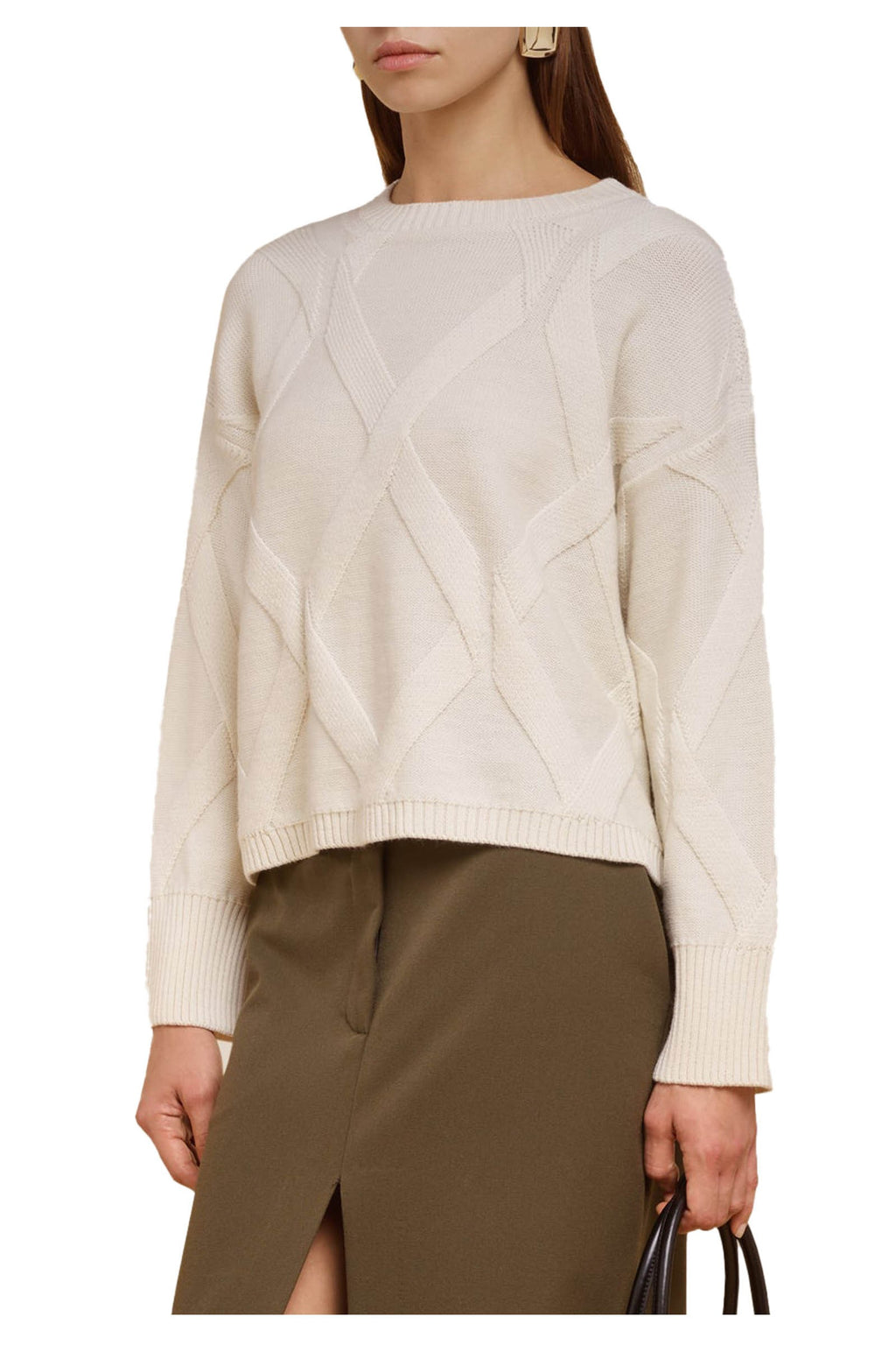 LIVIANA CONTI maglia donna crop panna F4WD06 100% lana dip dye MADE IN ITALY