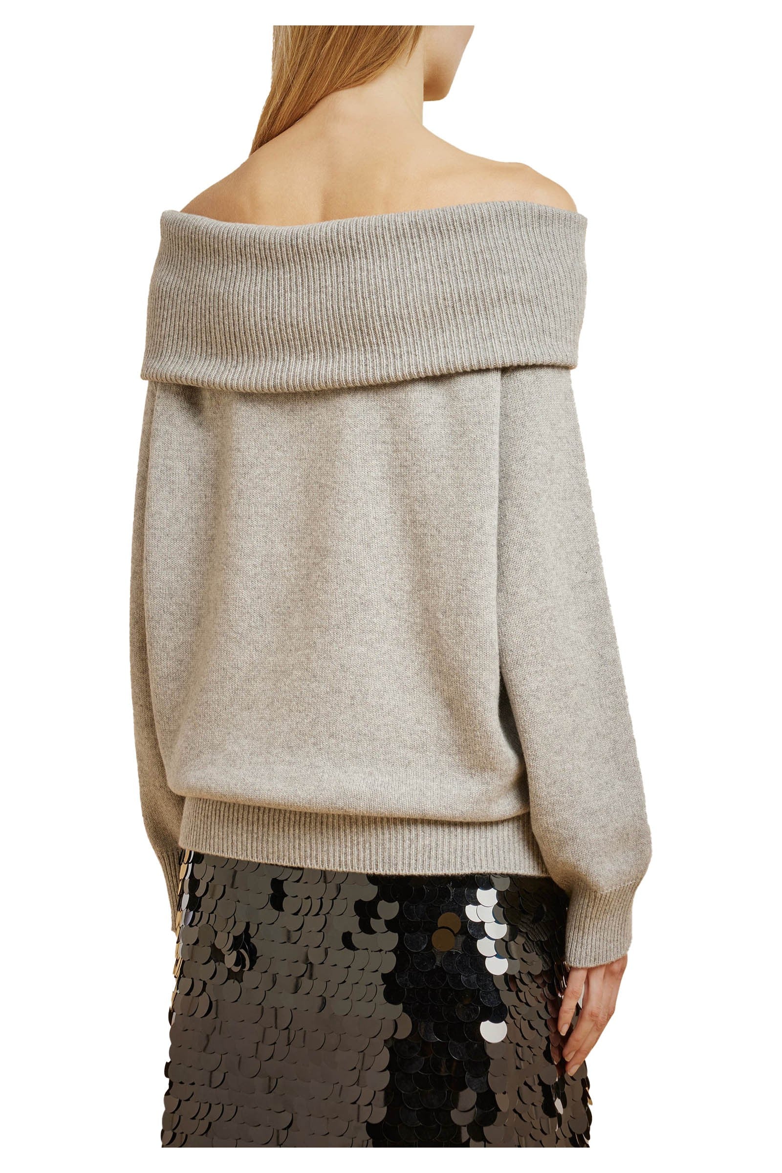 LIVIANA CONTI maglia donna grigio chiaro melange cashmere L4WC12 MADE IN ITALY