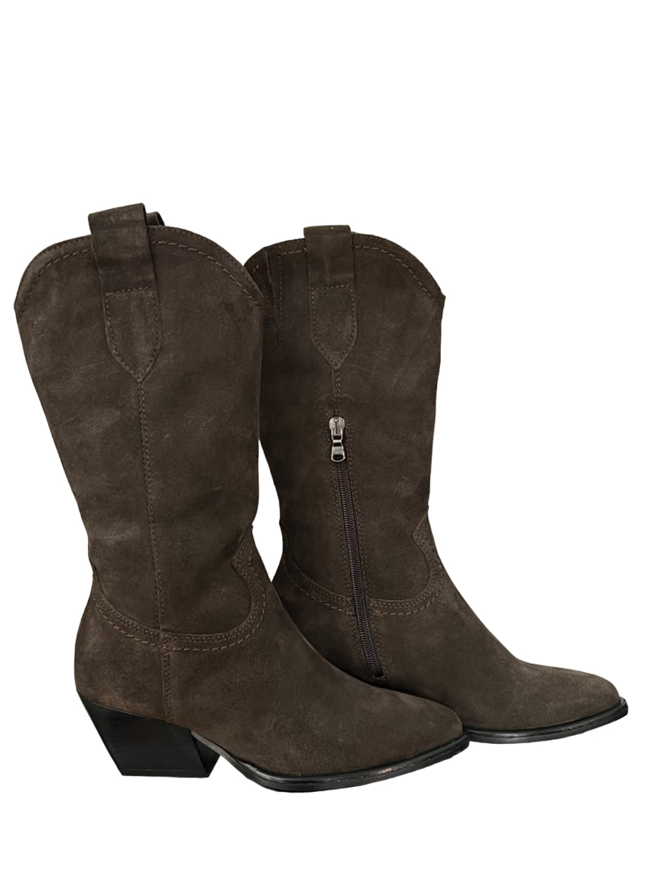 FRANCESCO BRUNELLI stivale donna texano camoscio marrone BV4818 100% pelle