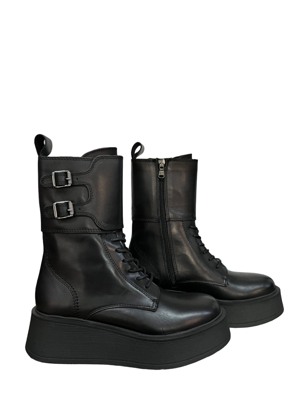 FRANCESCO BRUNELLI anfibio donna pelle nero BZ4743 100% pelle