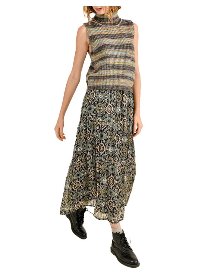 MOLLY BRACKEN gilet donna a coste righe multicolor grigio LA1620CN