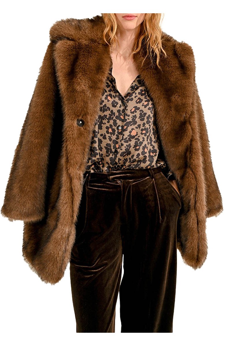 MOLLY BRACKEN giaccone donna ecopelliccia marrone P1719CH 100% poliestere