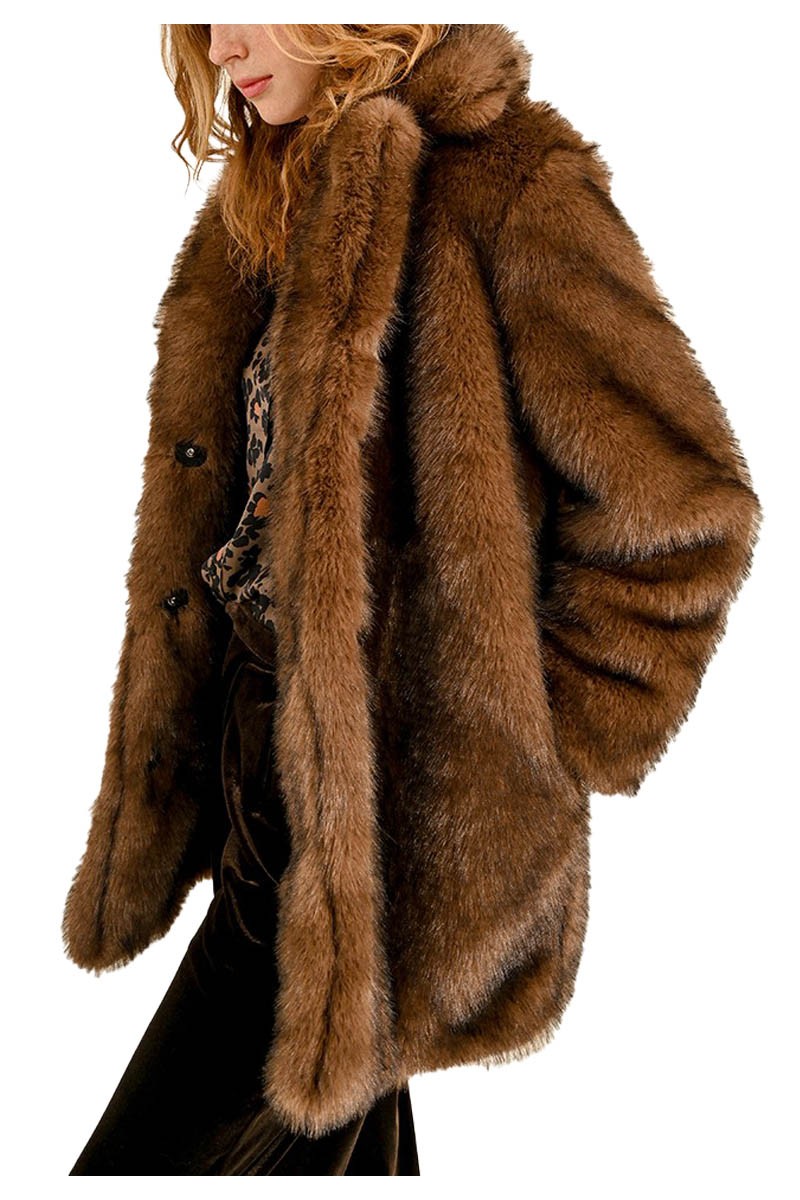 MOLLY BRACKEN giaccone donna ecopelliccia marrone P1719CH 100% poliestere