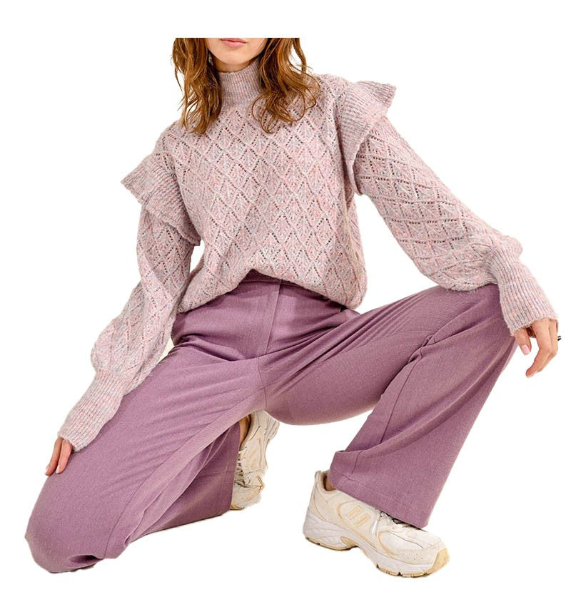 MOLLY BRACKEN pantalone donna dritto mauve P1761CN 63% poliestere 33% viscosa 4% elastan