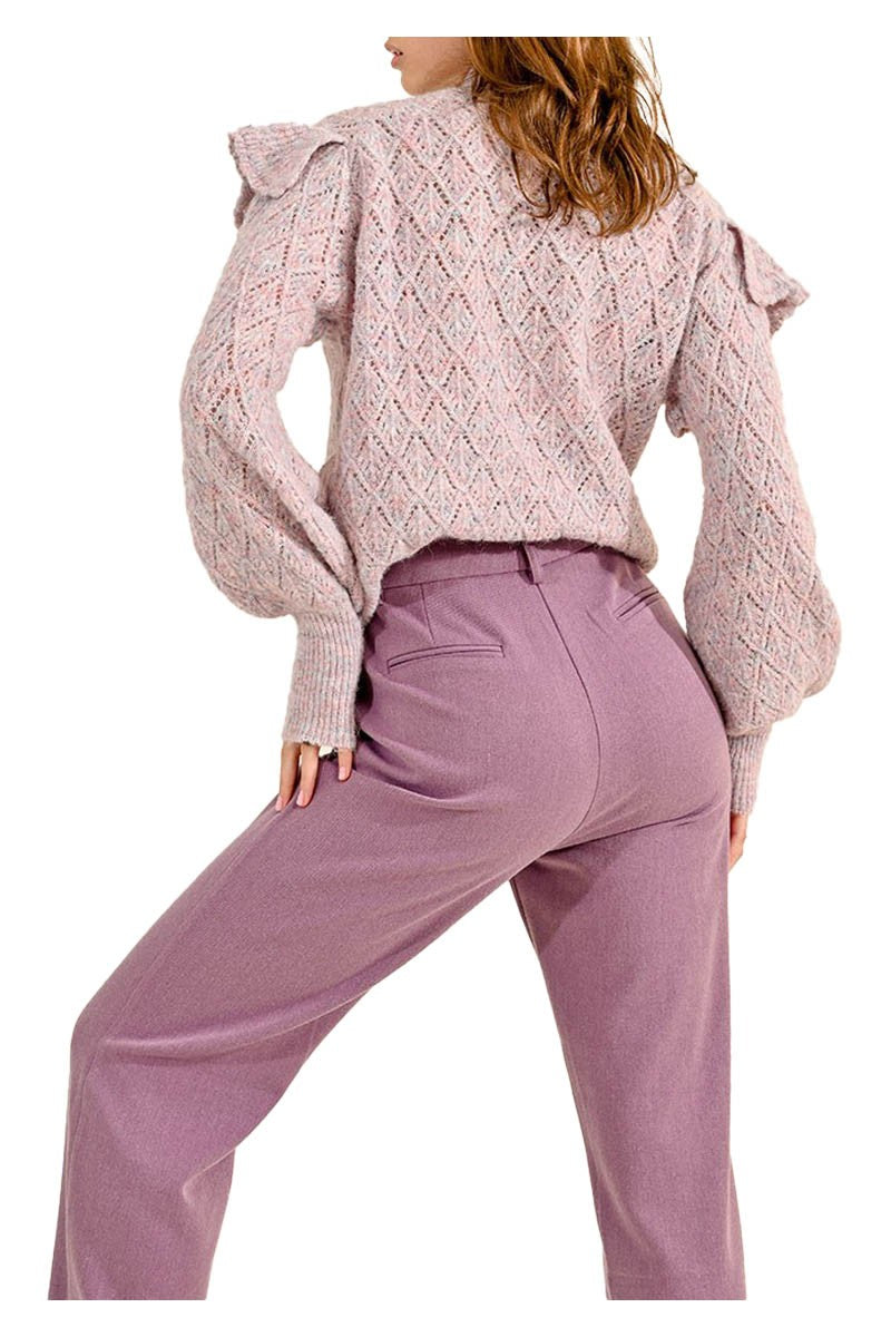 MOLLY BRACKEN pantalone donna dritto mauve P1761CN 63% poliestere 33% viscosa 4% elastan