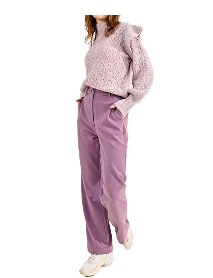 MOLLY BRACKEN pantalone donna dritto mauve P1761CN 63% poliestere 33% viscosa 4% elastan