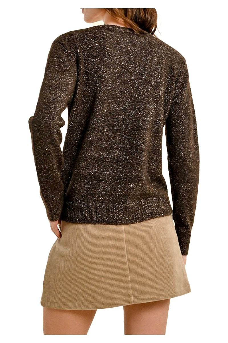 MOLLY BRACKEN maglia donna marrone lurex E1613CN