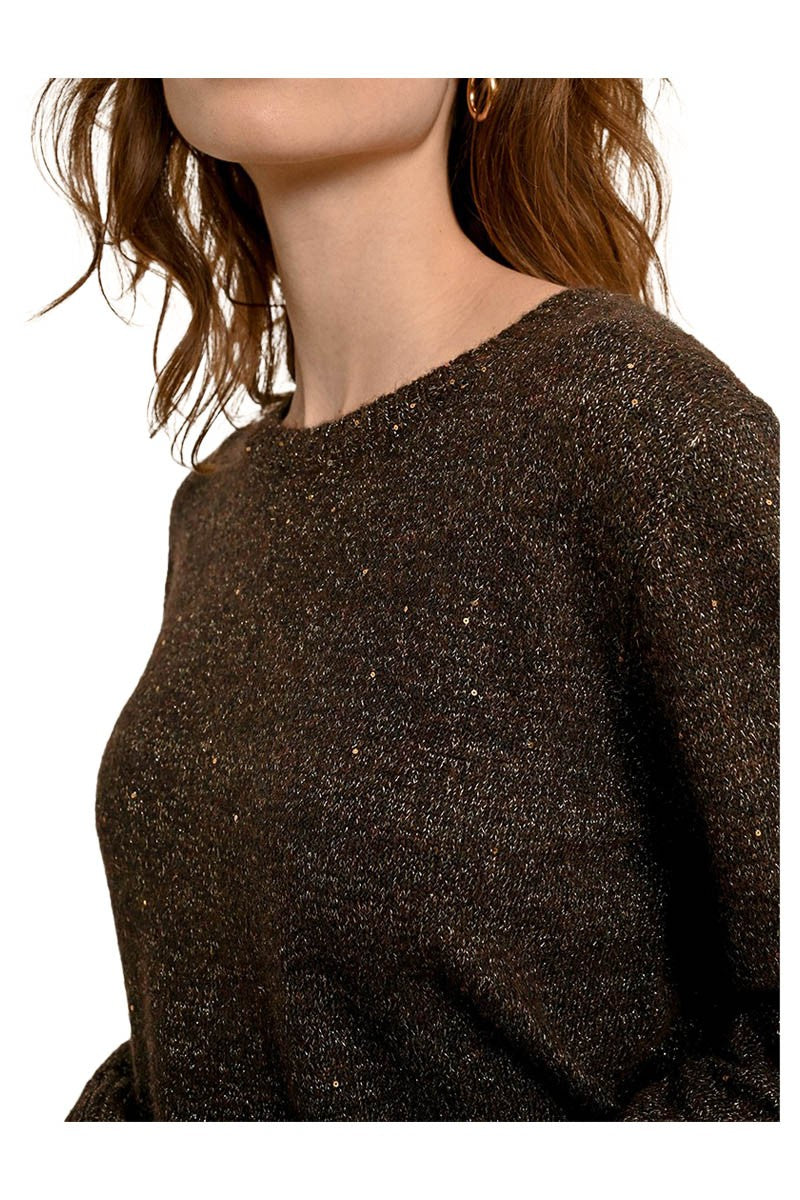 MOLLY BRACKEN maglia donna marrone lurex E1613CN