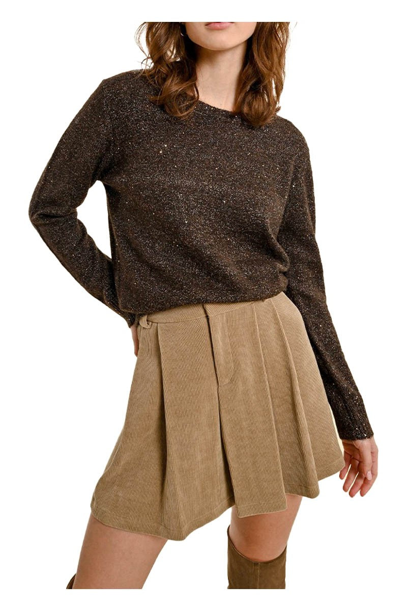 MOLLY BRACKEN maglia donna marrone lurex E1613CN