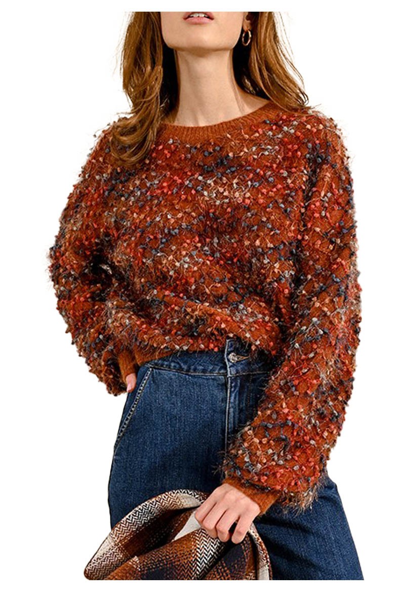 MOLLY BRACKEN maglia donna girocollo testurizzata LA1604CH