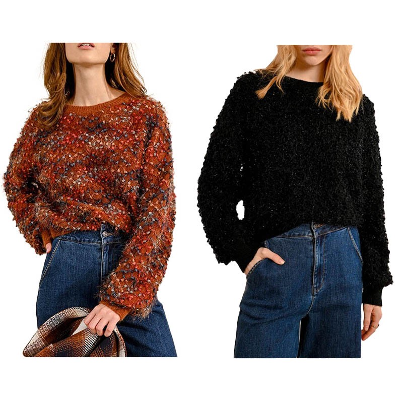 MOLLY BRACKEN maglia donna girocollo testurizzata LA1604CH