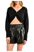 MOLLY BRACKEN cardigan corto in maglia nero LA1622CN 100% poliestere