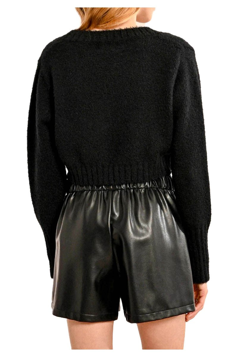 MOLLY BRACKEN cardigan corto in maglia nero LA1622CN 100% poliestere