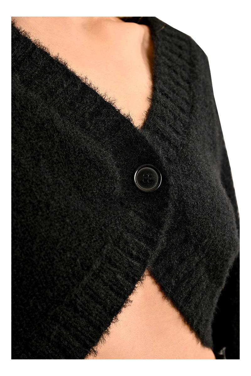 MOLLY BRACKEN cardigan corto in maglia nero LA1622CN 100% poliestere