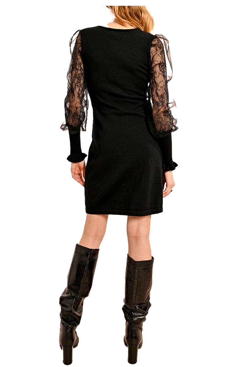 MOLLY BRACKEN abito maglia donna nero LA1640CH