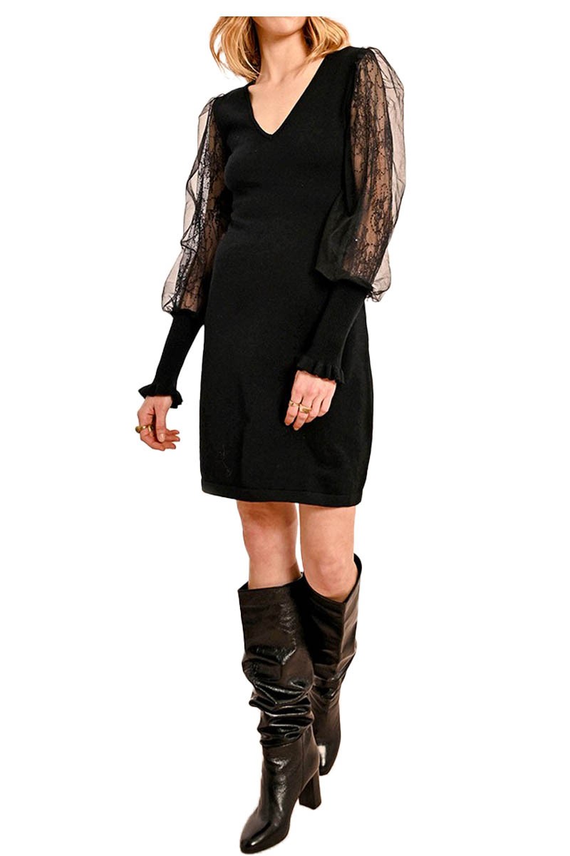 MOLLY BRACKEN abito maglia donna nero LA1640CH