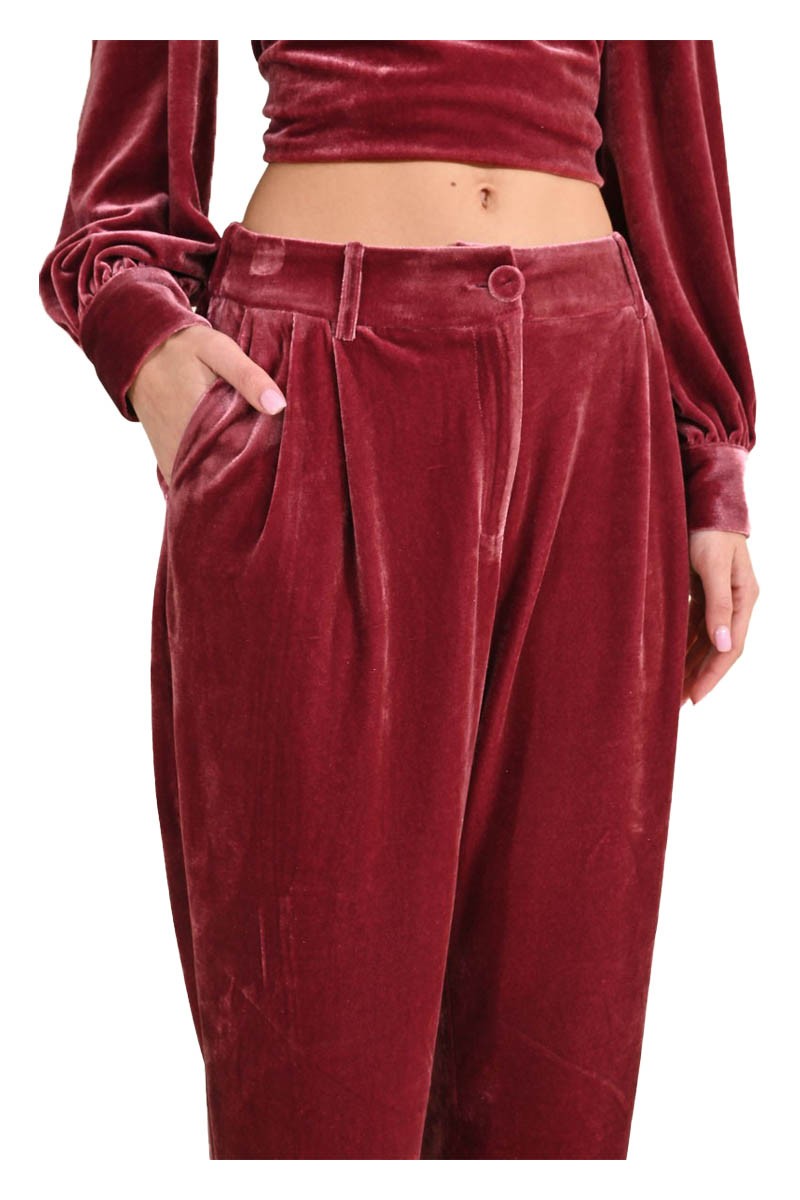 MOLLY BRACKEN pantalone donna ciniglia corallo TW130CH 95% poliestere 5% elastan