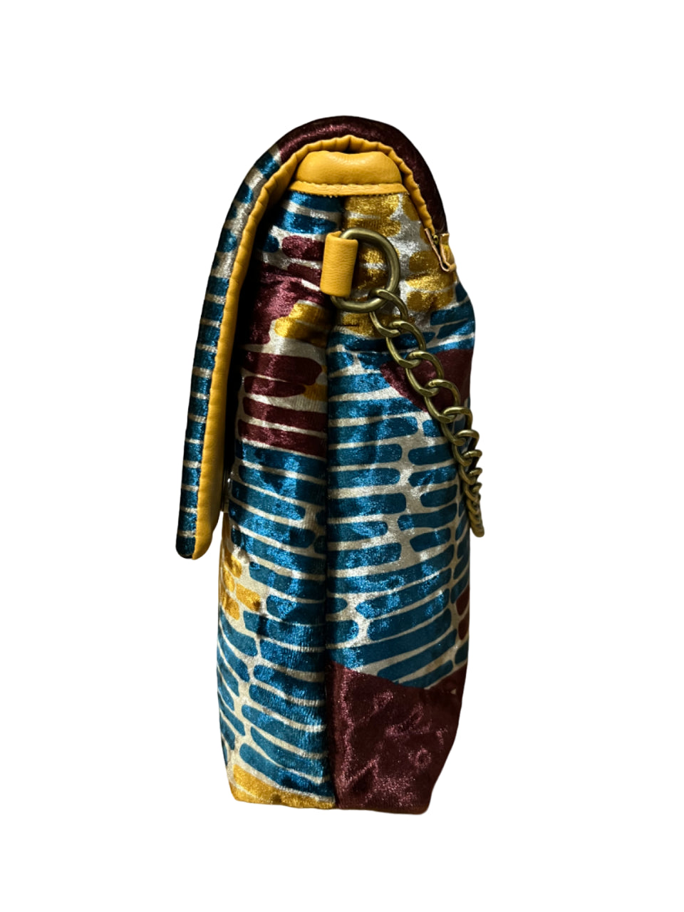 JUSTMINE borsa donna piatta ciniglia bordeaux/senape/petrolio JACBOFW24-K118 MADE IN ITALY