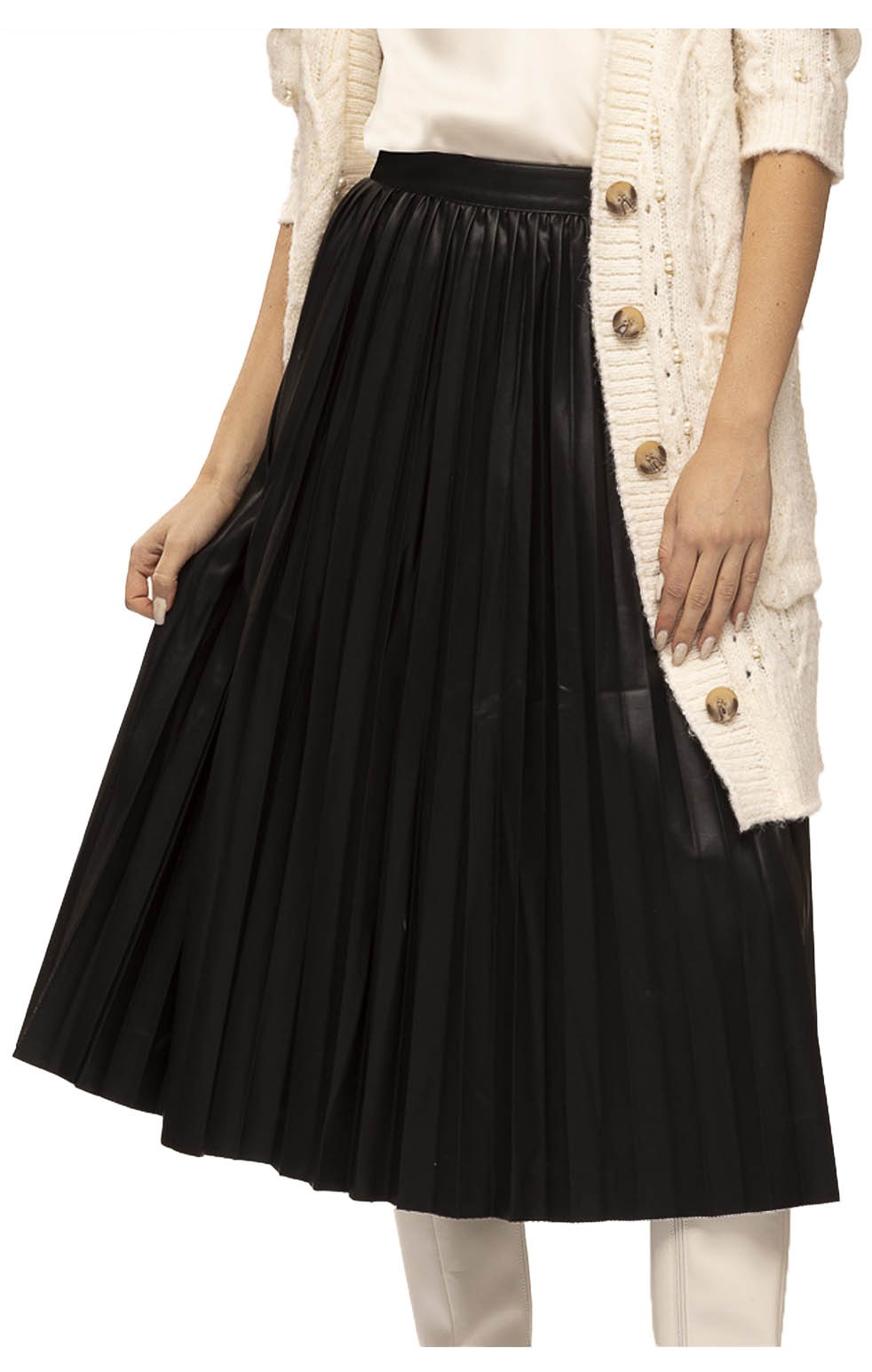 KORALLINE gonna donna plisse ecopelle 208  50% poliuretano 50% poliestere