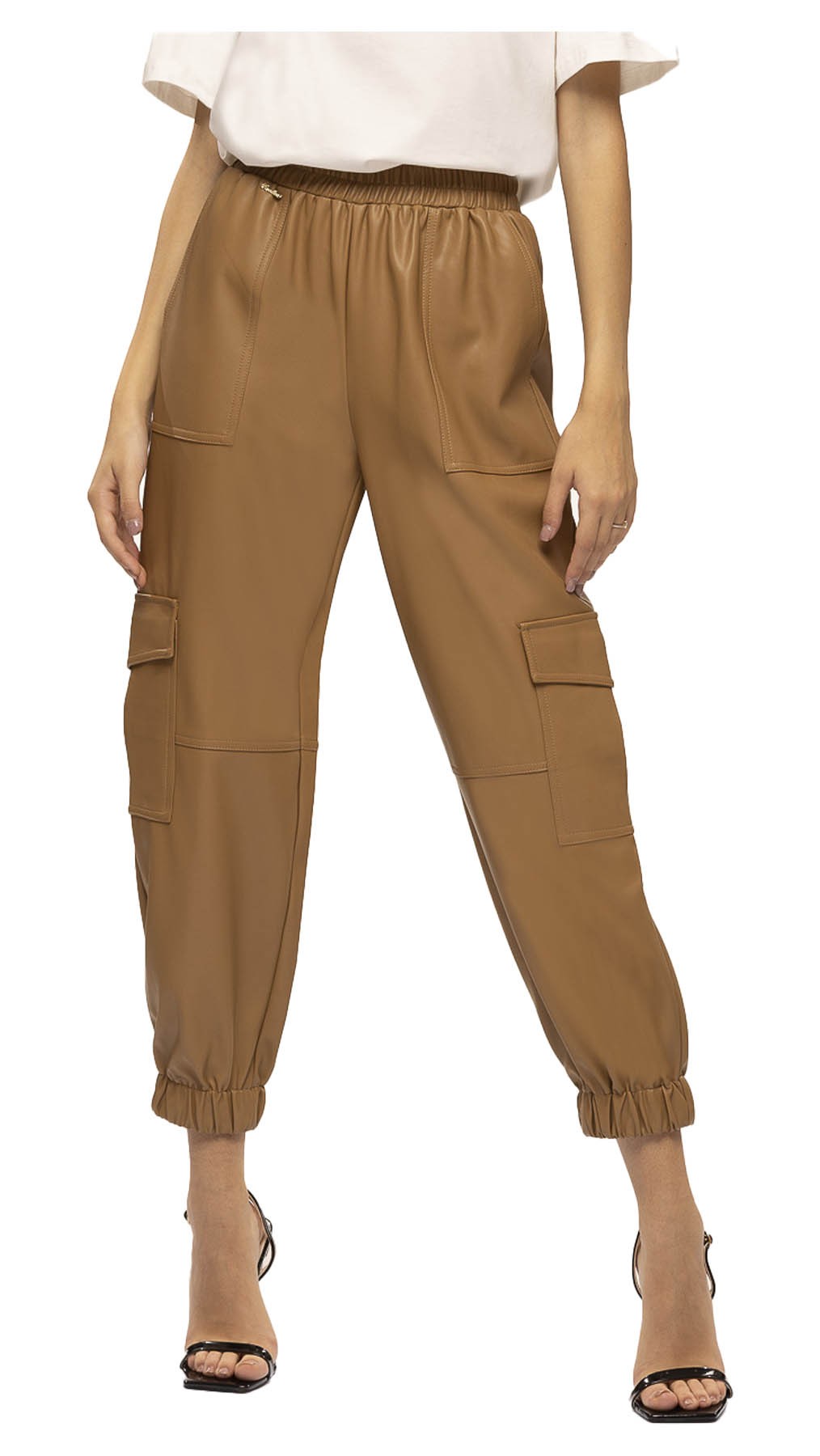 KORALLINE pantalone donna ecopelle cargo 103 50% poliuretano 50% poliestere