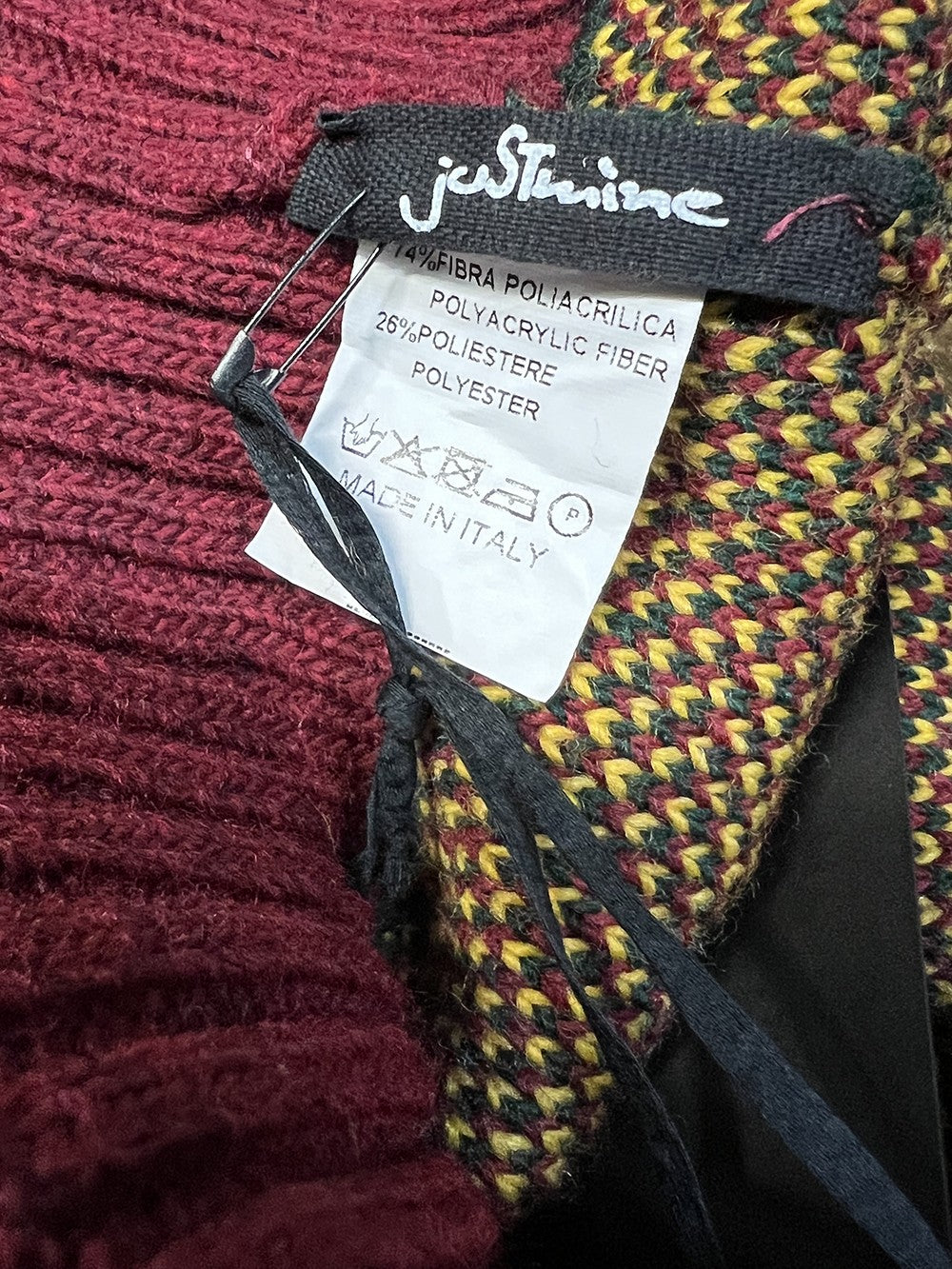 JUSTMINE set donna cappello fantasia con pon pon e guanti corti K214 1102 MADE IN ITALY