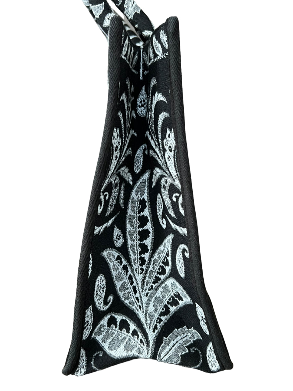 LA FEE MARABOUTEE borsa shopper canvass pesante floreale nero/bianco ZUMIRA MADE IN INDIA