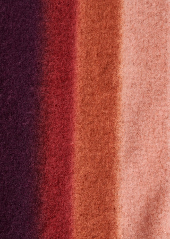 LA FEE MARABOUTEE sciarpa donna con frange rigata salmone/bordeaux/arancio ZAOUI