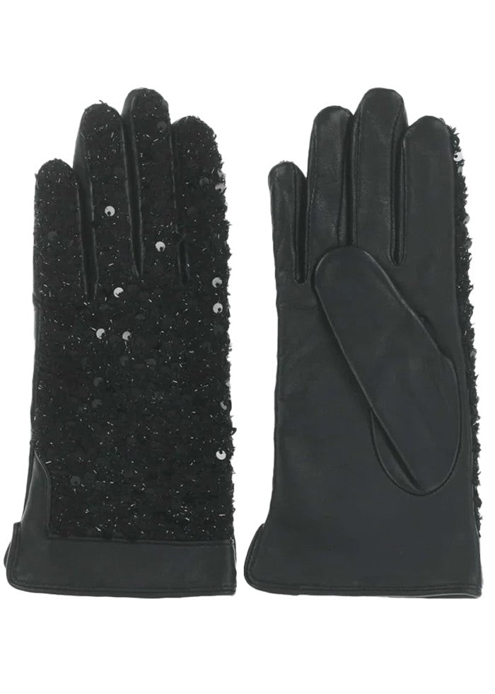 LA FEE MARABOUTEE guanti donna neri pelle + paillettes ZENTI