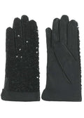 LA FEE MARABOUTEE guanti donna neri pelle + paillettes ZENTI