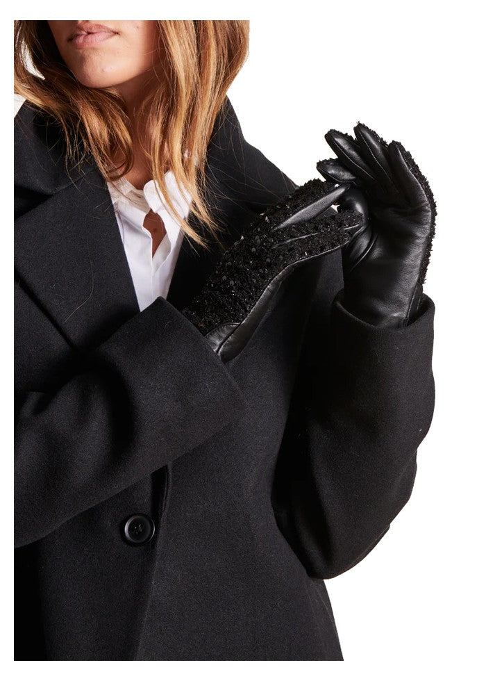 LA FEE MARABOUTEE guanti donna neri pelle + paillettes ZENTI