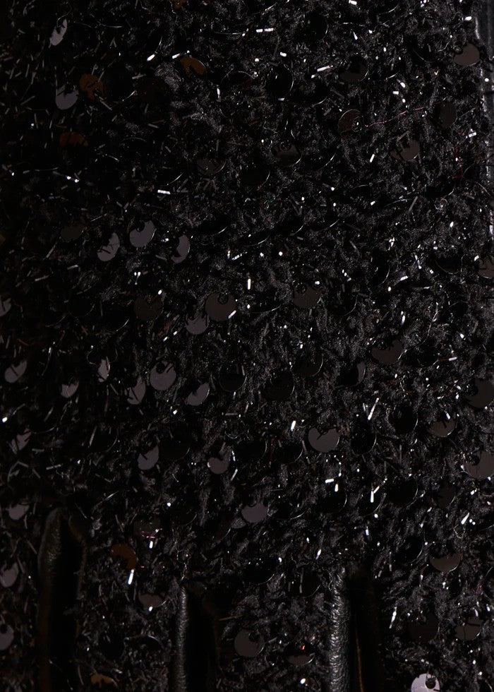 LA FEE MARABOUTEE guanti donna neri pelle + paillettes ZENTI