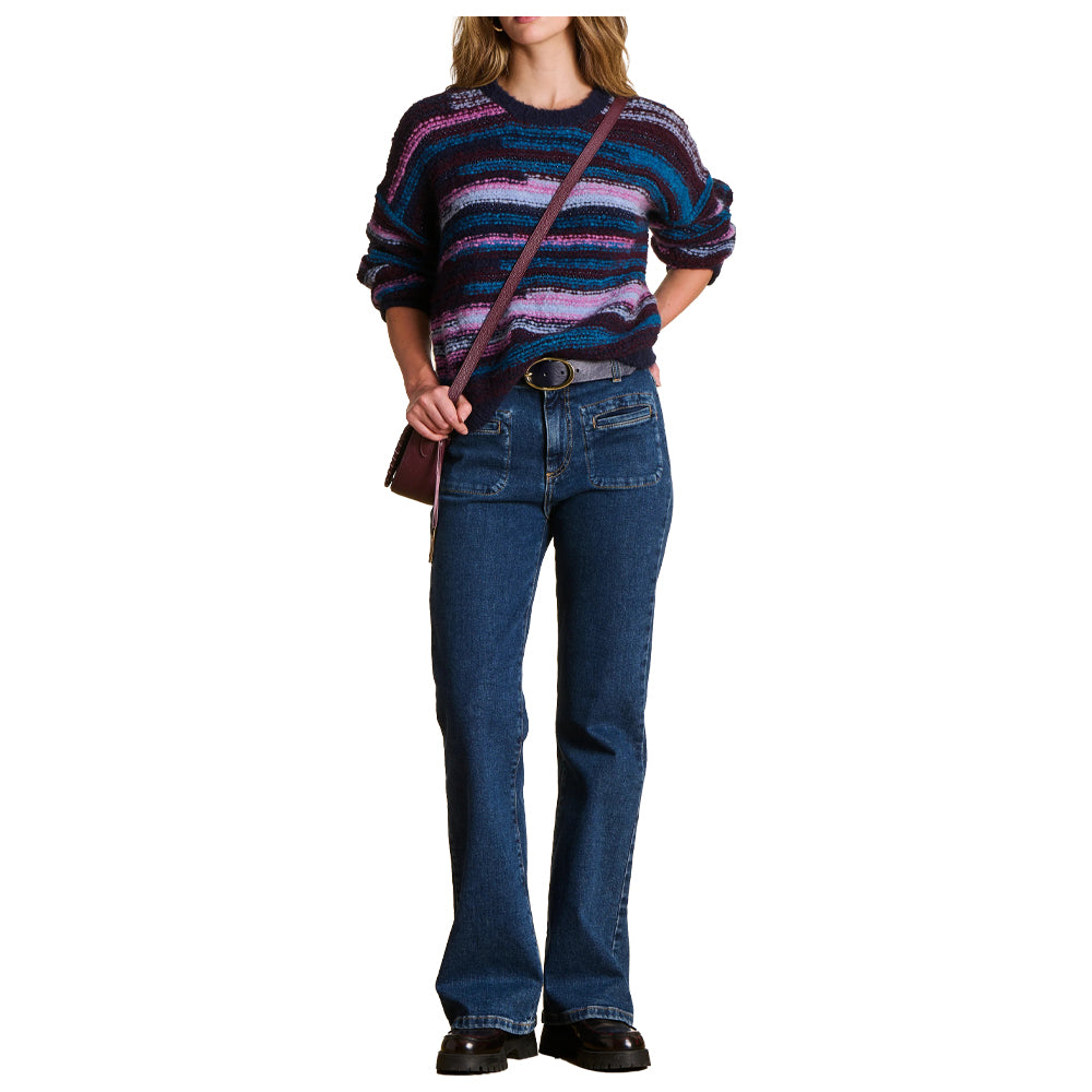 LA FEE MARABOUTEE maglia donna righe multicolor blu a scatola EPHEX Made in Italy