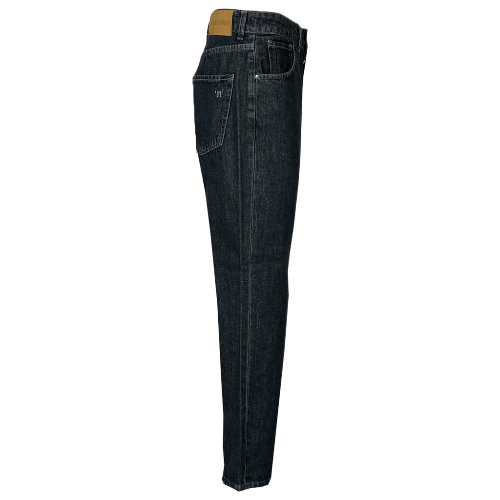 NOIR 'N' BLEU jeans donna nero vita alta VIC-L313 BOYFRIEND Made in Italy