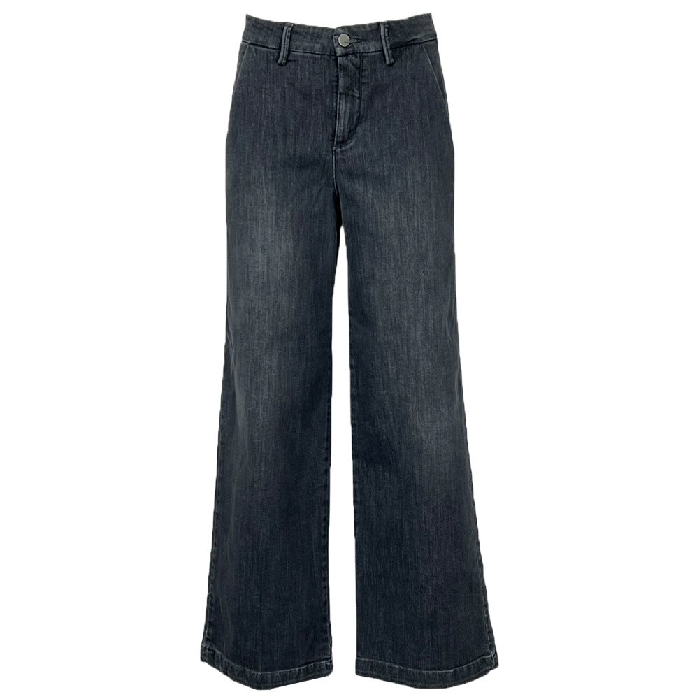 NOIR 'N' BLEU pantalone donna jeans grigio gamba larga DENISE CHINOS GUACHO Made in Italy