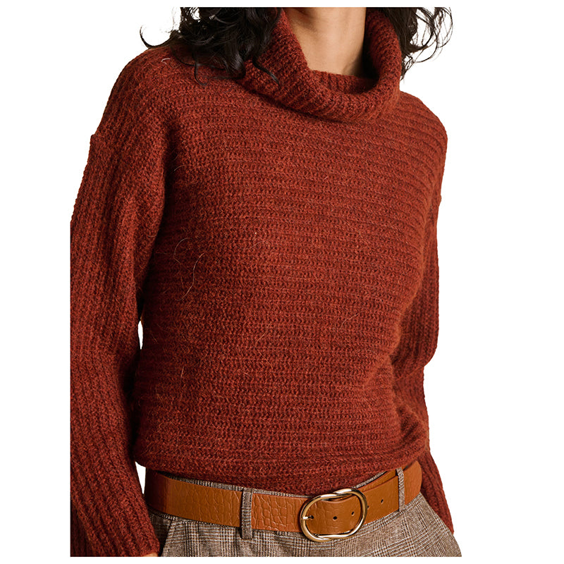 LA FEE MARABOUTEE maglia donna collo alto coste orizzontali EGERIA Made in Italy