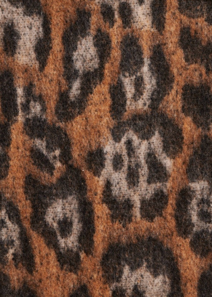 LA FEE MARABOUTEE maxi sciarpa donna stampa animalier nero/cammello ZEO