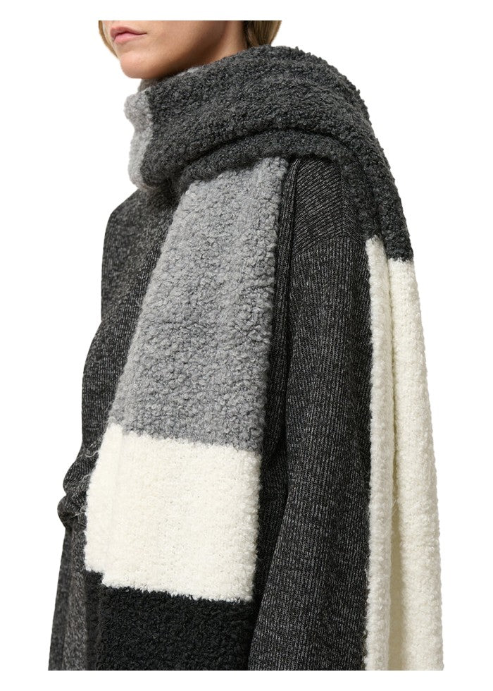 HUMILITY 1949 sciarpa donna lana morbida tricolore bianco/grigio/nero CESOY MADE IN ITALY