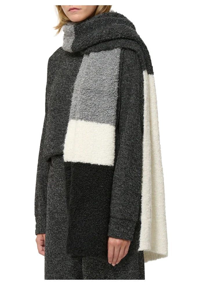 HUMILITY 1949 sciarpa donna lana morbida tricolore bianco/grigio/nero CESOY MADE IN ITALY