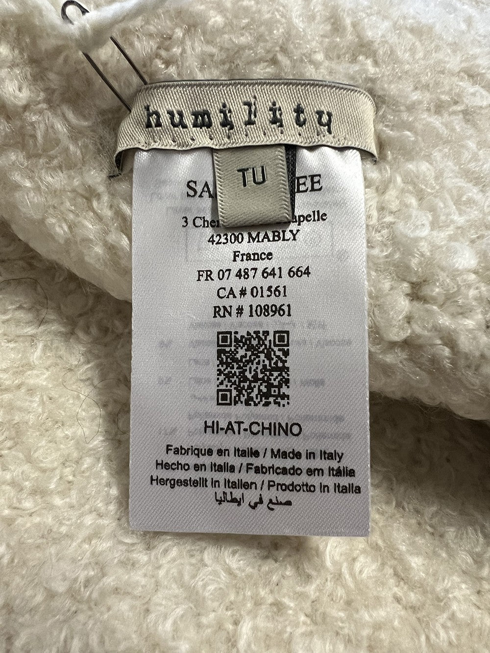 HUMILITY 1949 sciarpa donna lana pesante CHINO MADE IN ITALY