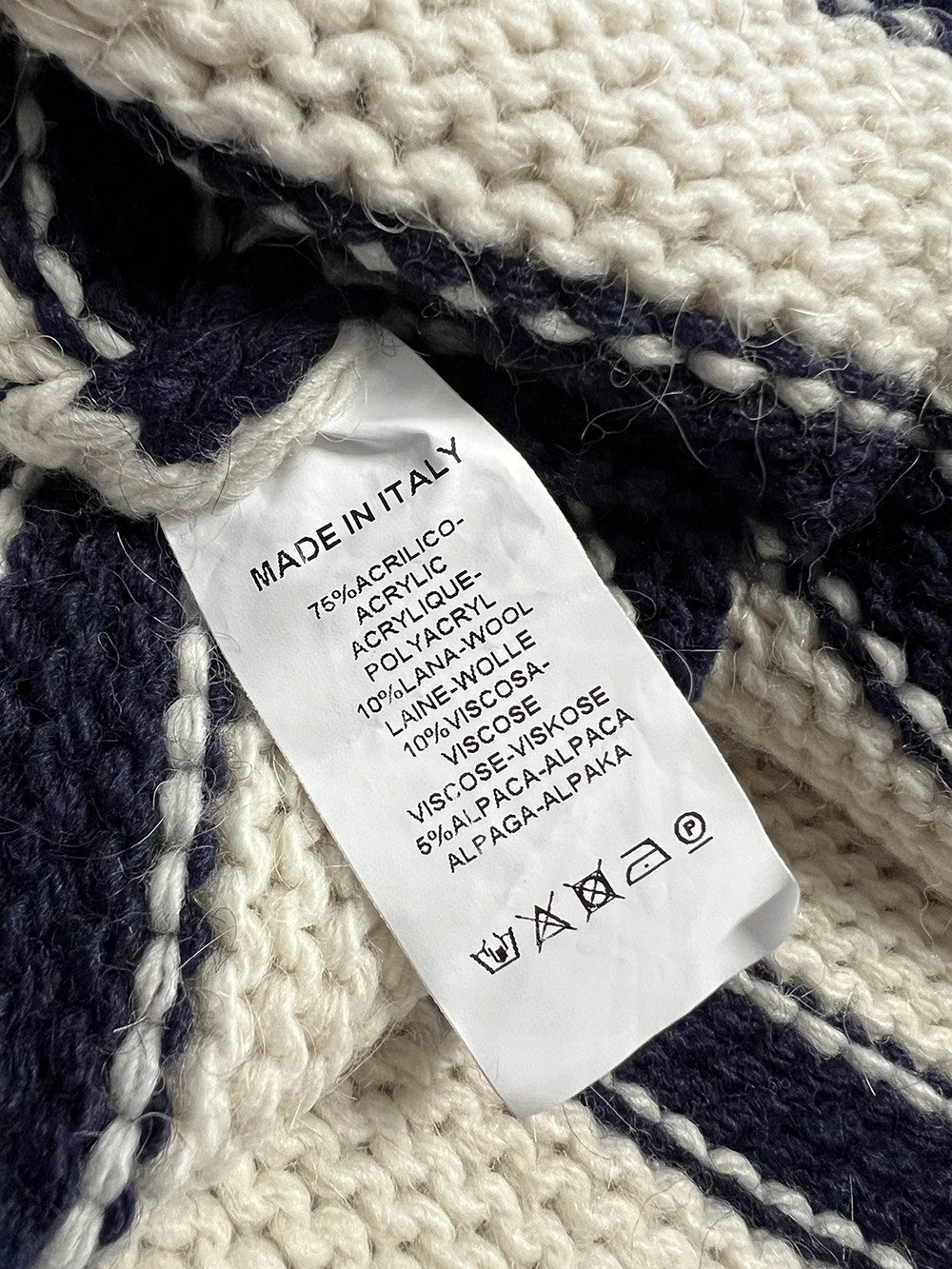 O’MER maglia donna a maxi scatola righe panna/blu OM123C MADE IN ITALY