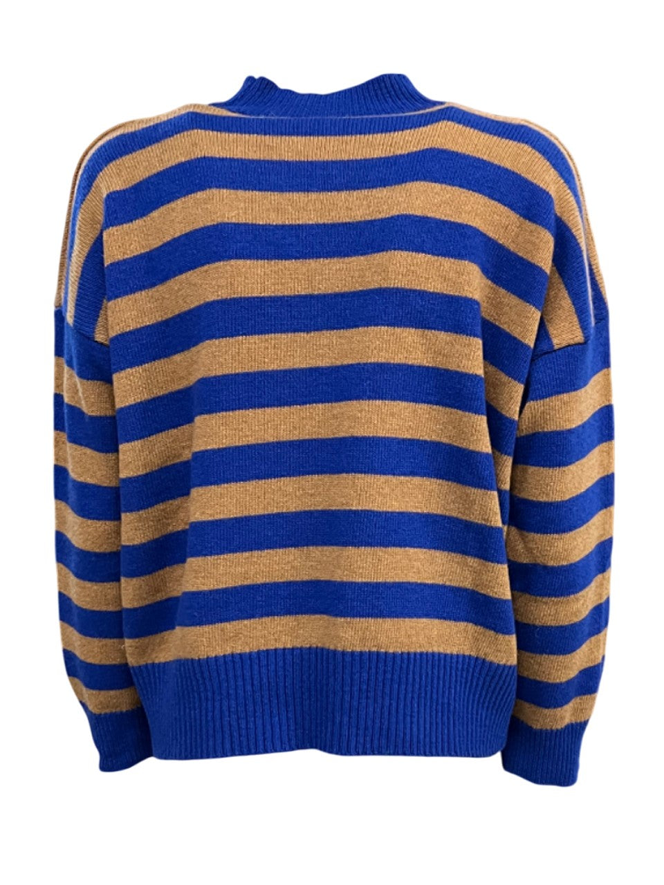 O’MER maglia donna righe cuoio/bluette OM056C MADE IN ITALY