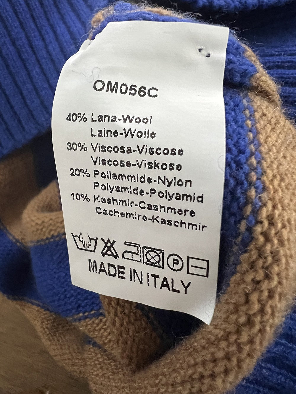 O’MER maglia donna righe cuoio/bluette OM056C MADE IN ITALY