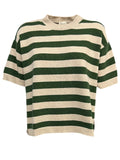 O’MER maglia donna a scatola beige/verde OM003C MADE IN ITALY