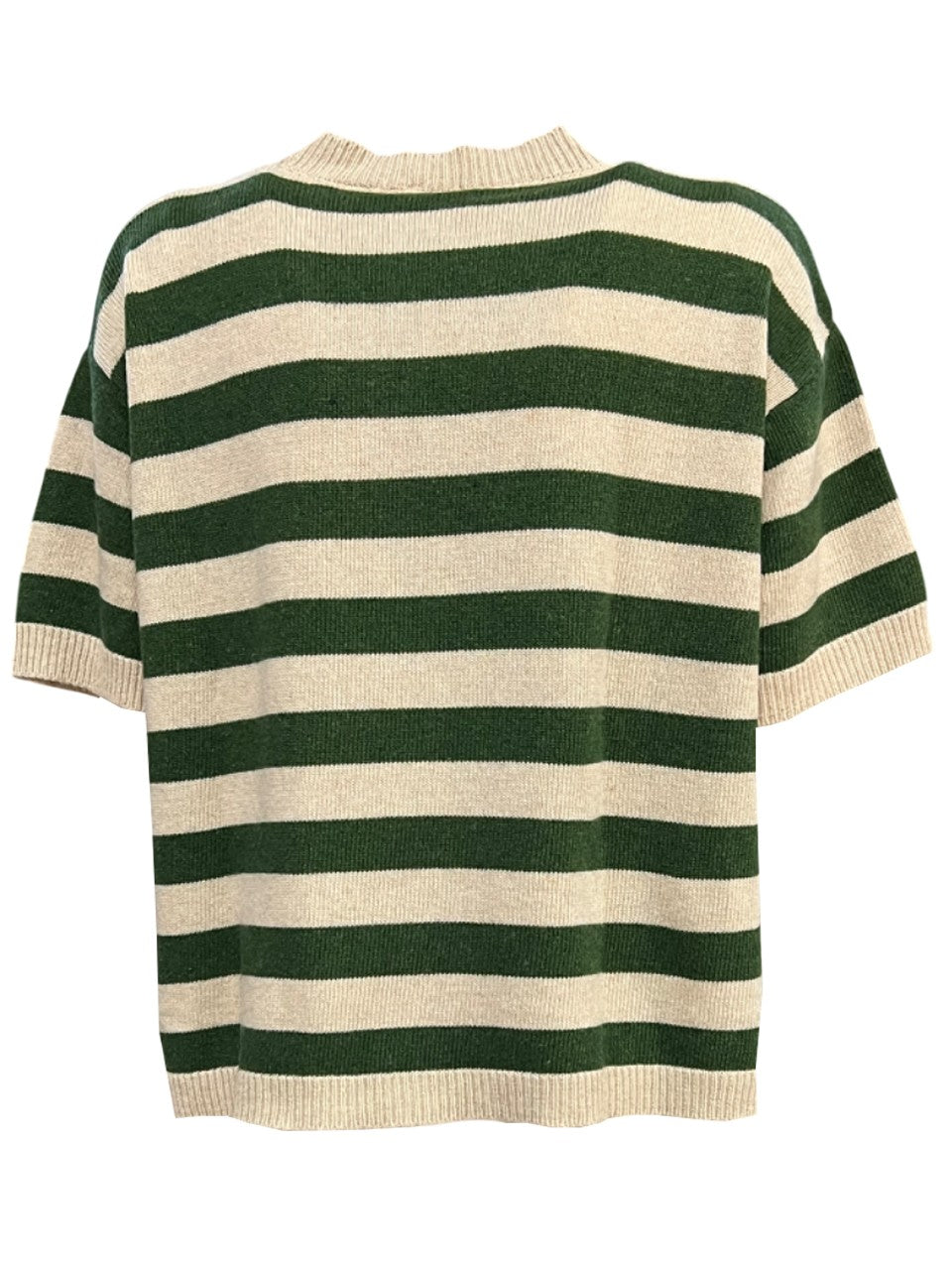 O’MER maglia donna a scatola beige/verde OM003C MADE IN ITALY