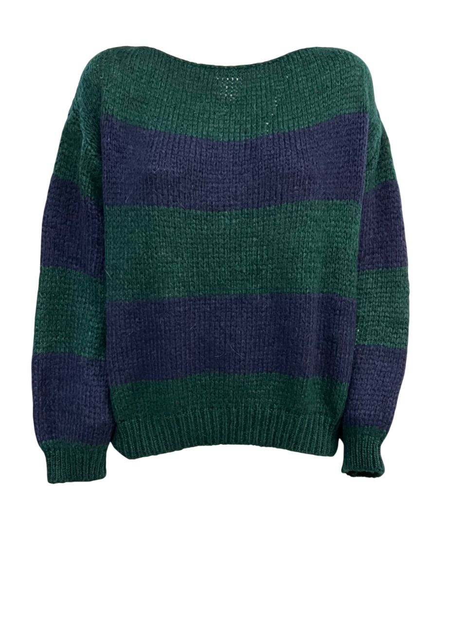 O’MER maglia donna righe larghe blu/verde OM009C MADE IN ITALY