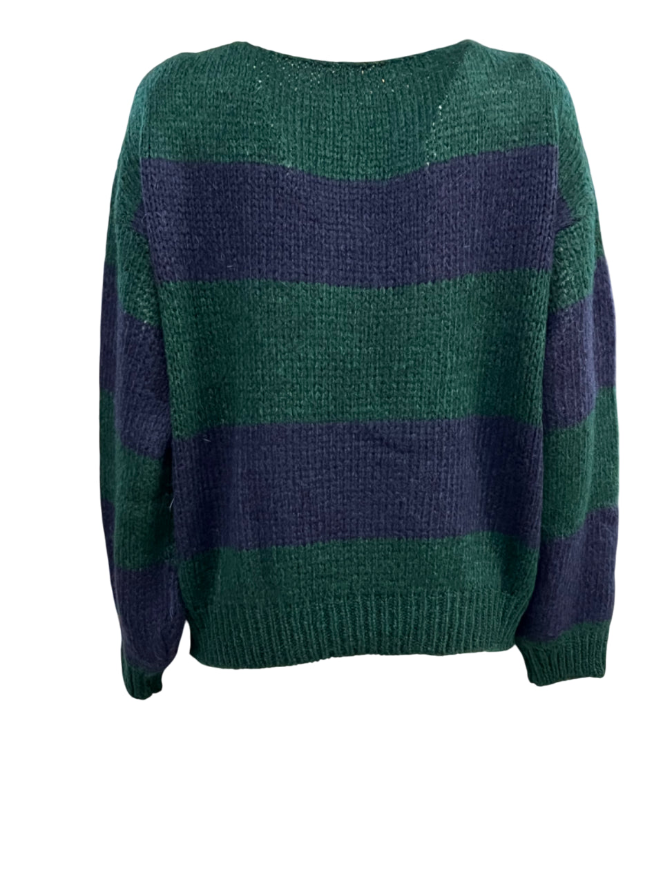 O’MER maglia donna righe larghe blu/verde OM009C MADE IN ITALY