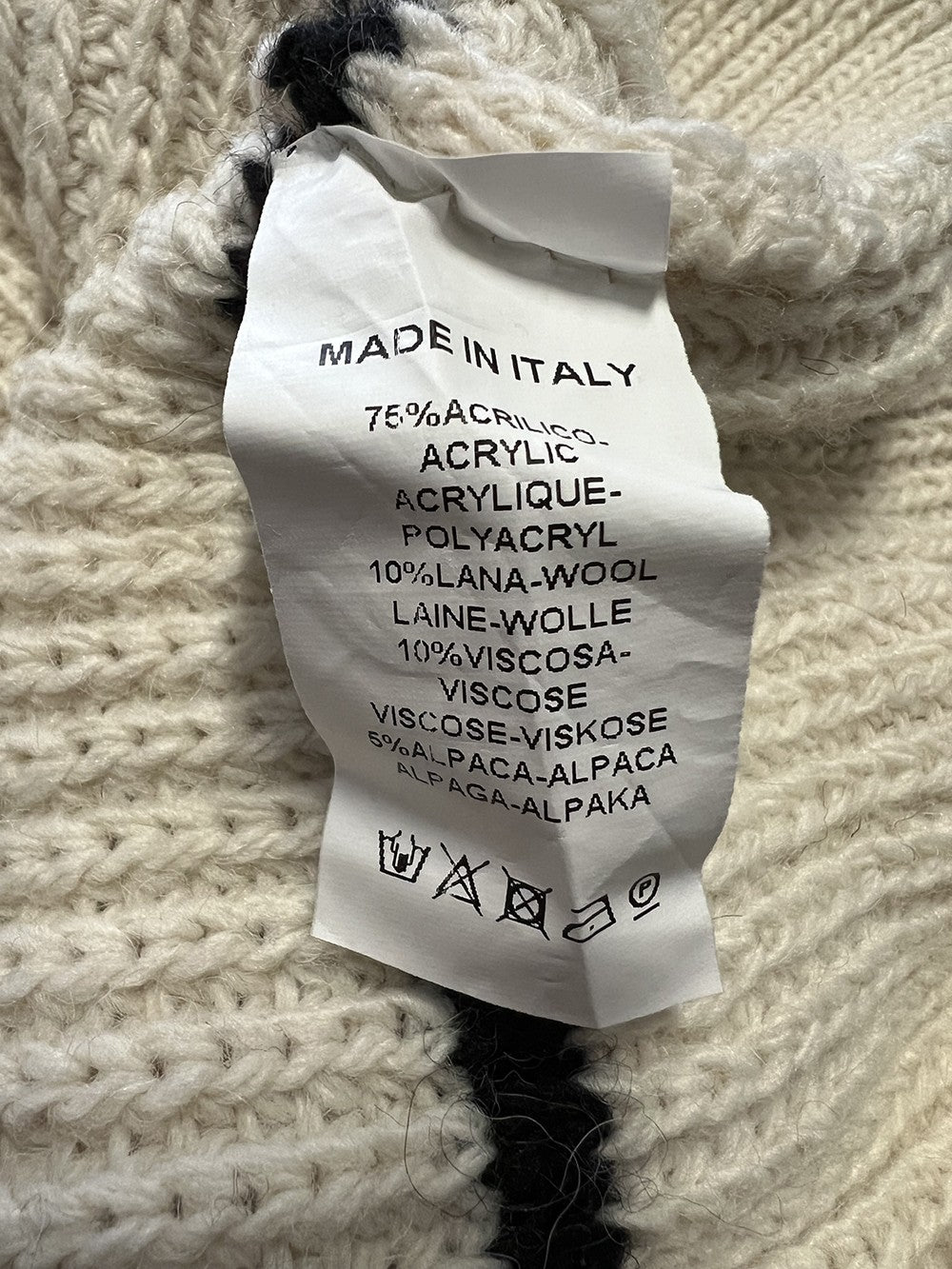 O’MER maglia donna costa inglese panna righe piazzate nere OM107C MADE IN ITALY