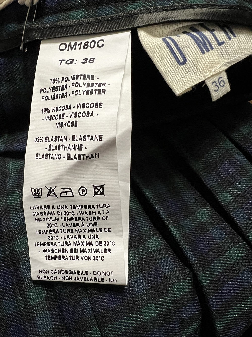 O’MER gonna donna pieghe quadri blu/verde OM160C MADE IN ITALY