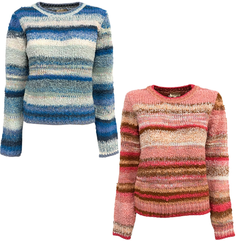 LA FEE MARABOUTEE maglia girocollo fantasia righe multicolor ZAKRI MADE IN ITALY