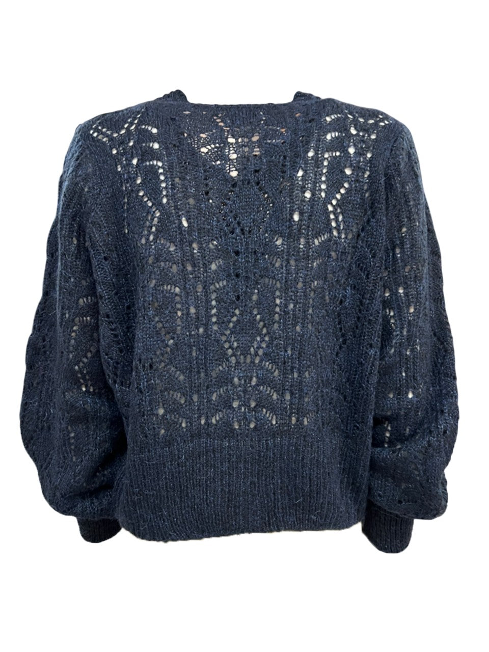 LA FEE MARABOUTEE cardigan donna traforato blu melange ZUZA MADE IN ITALY